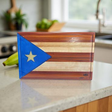 Resin and hardwood Puerto Rican Flag cutting board