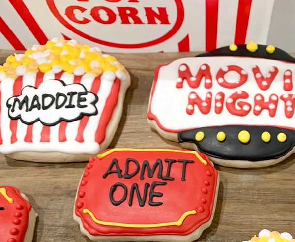 custom sugar cookies movie night cookies