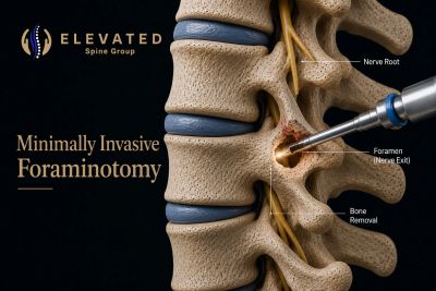 Minimally invasive foraminotomy procedure on spine.