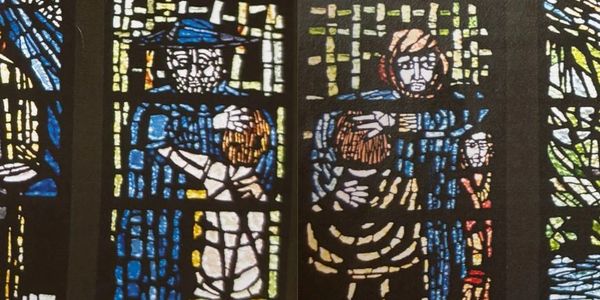 St. Damien with leper, Father with prodigal son