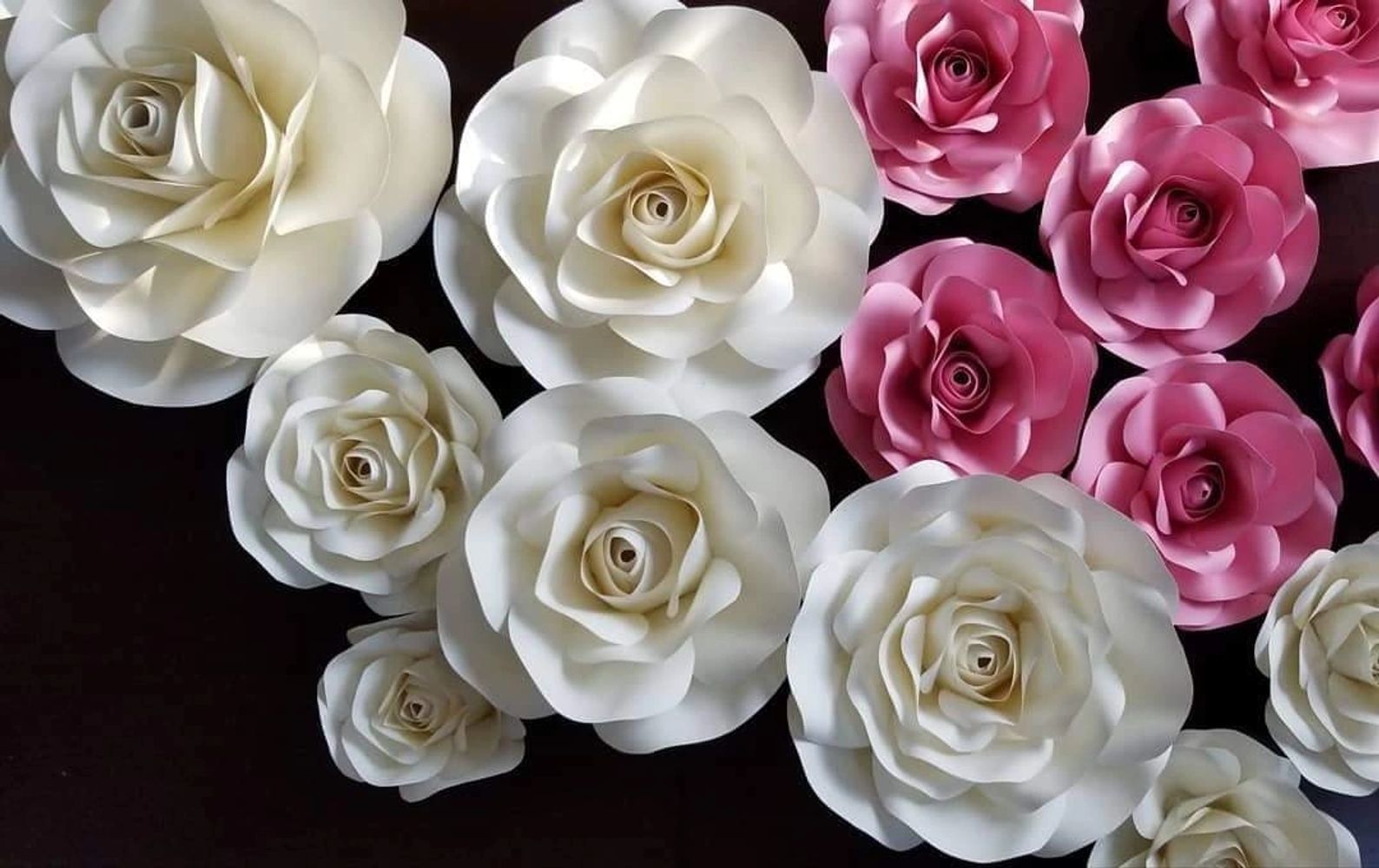 paper flowers, paper roses, large flowers, handmade items, flower walls, event decor, wall rental