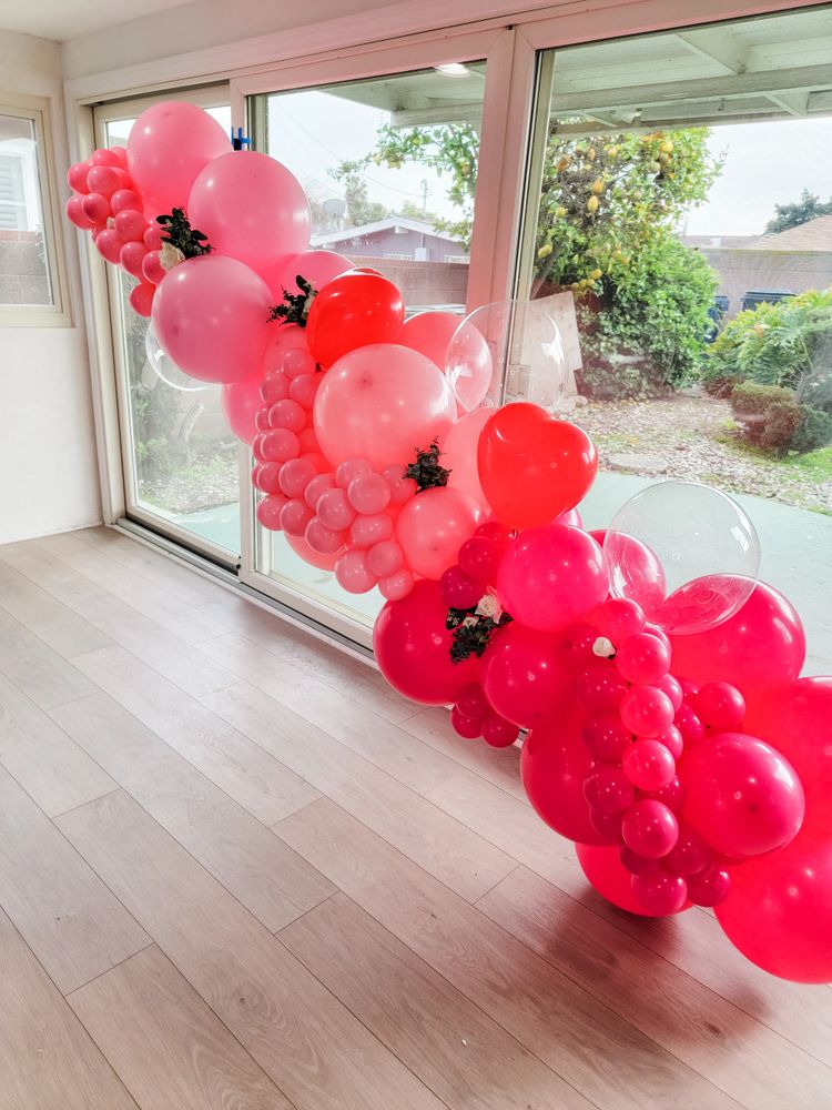 Valentine's Day balloon garland in Westwood, CA.