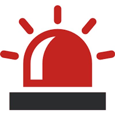 Red emergency alarm light icon with black base.