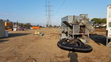 Vacuum trailer on a job site