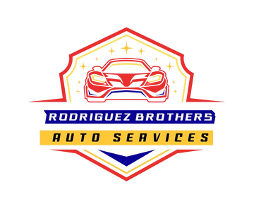 Logo of Rodriguez Brothers Auto Services featuring a sleek red car and stars.