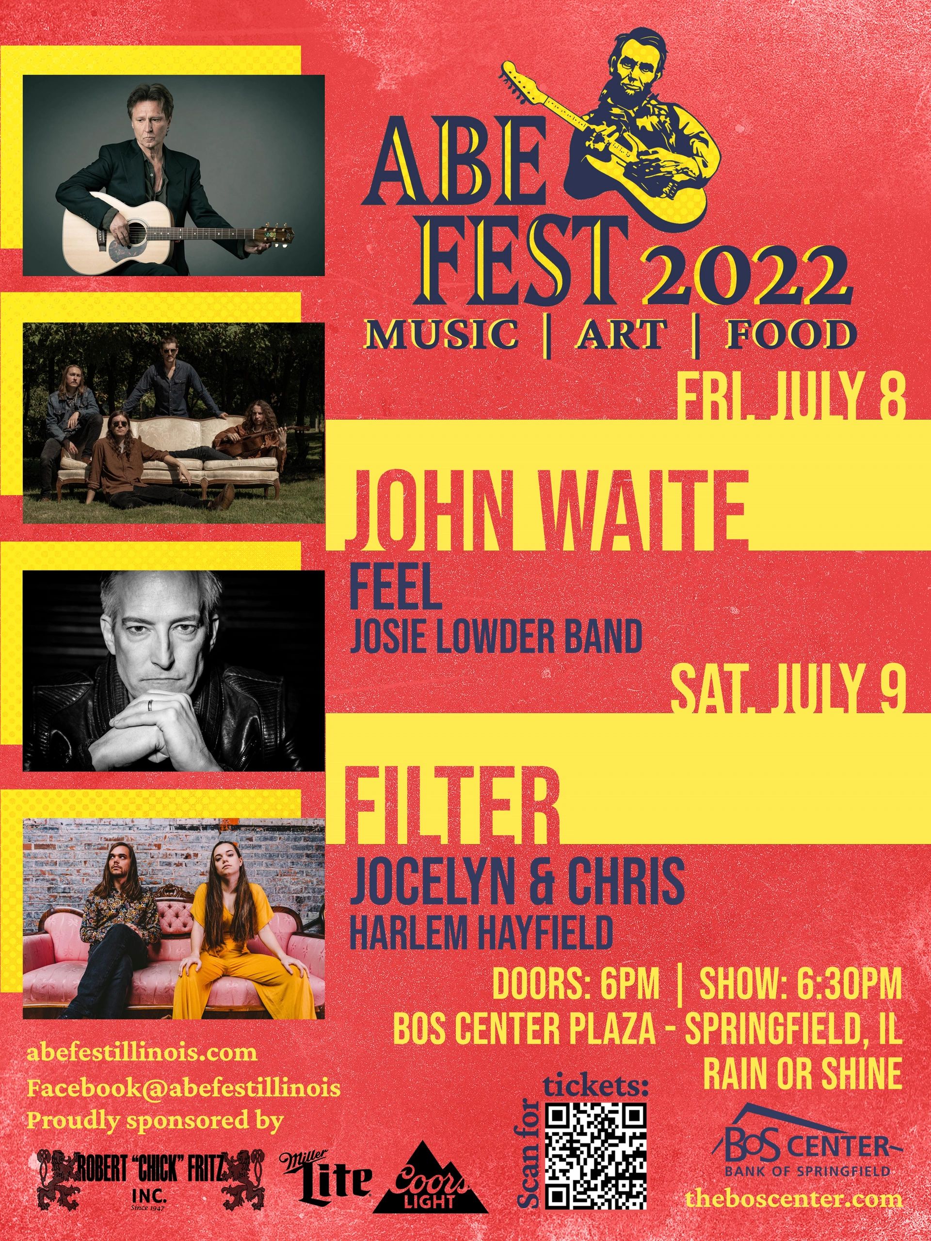 The 2022 Abe Fest poster listing all the bands that will be playing