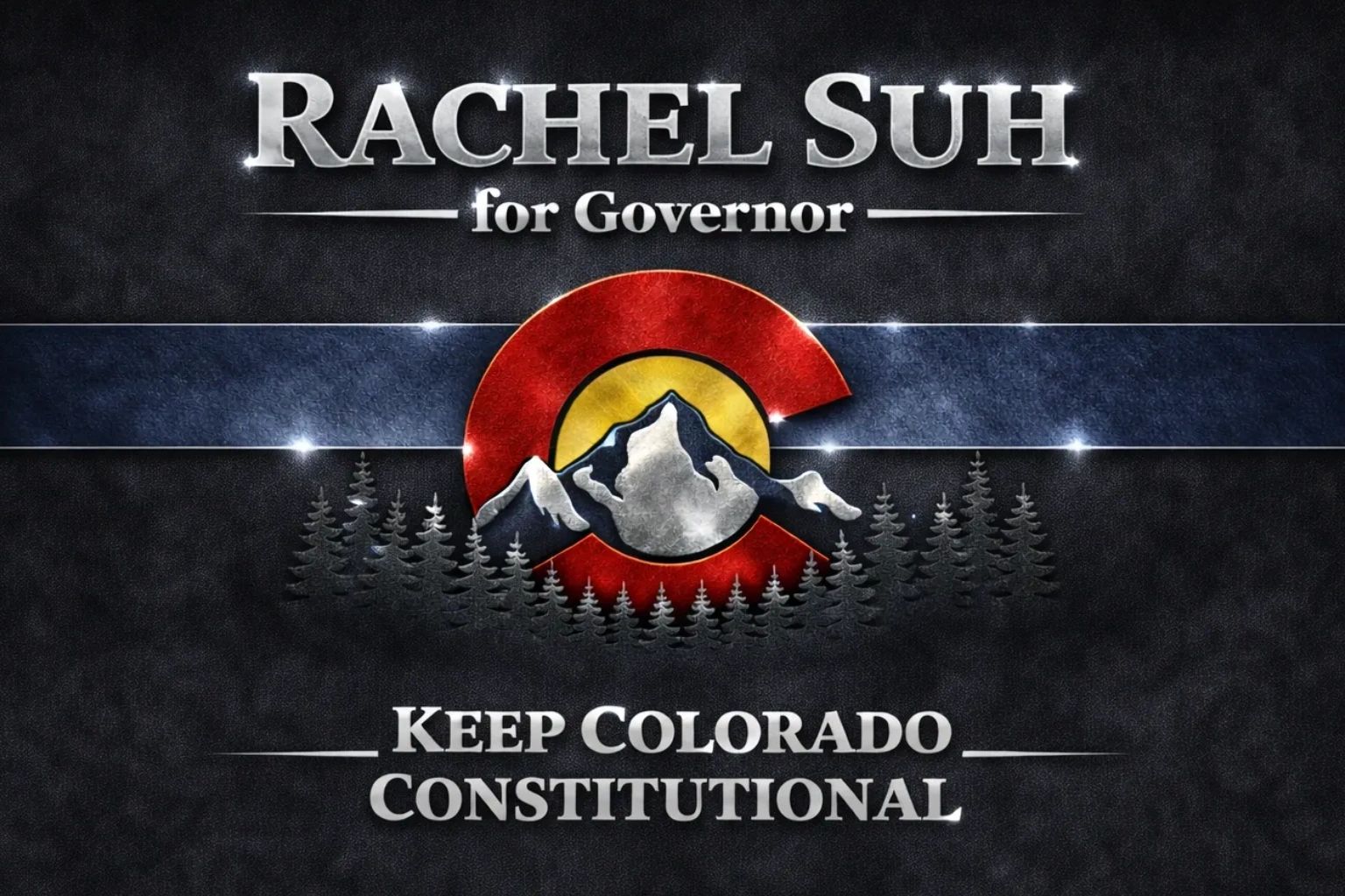 Rachel Suh campaign logo for Colorado governor with constitutional message.
