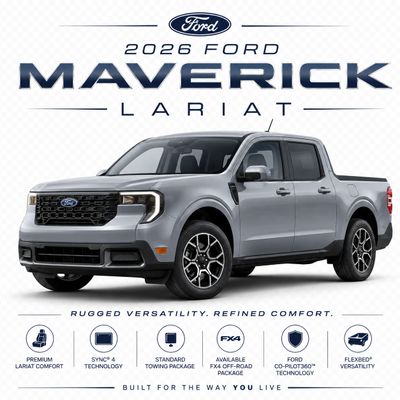 2026 Ford Maverick Lariat pickup truck with modern design and advanced features.