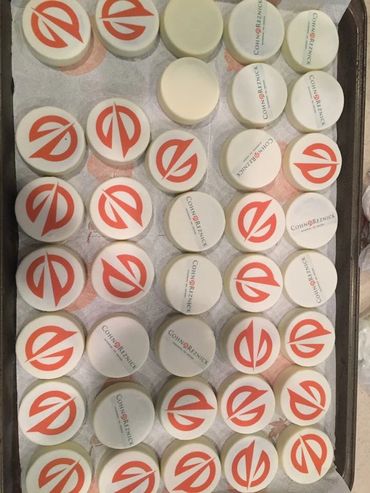 Chocolate covered oreos with logo