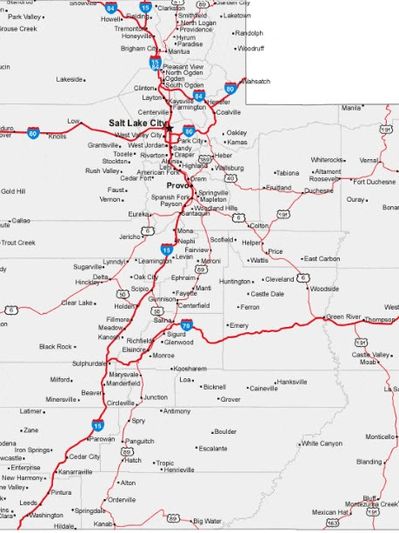 A map of Utah municipalities