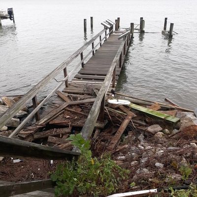 Dock with broken and missing planks