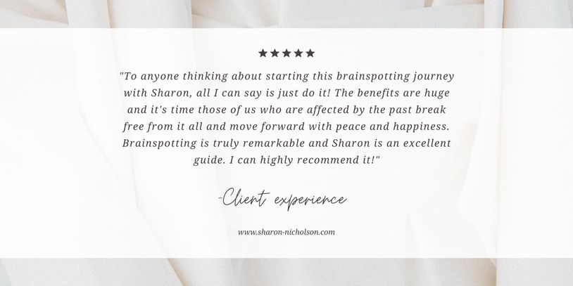 Client praises Sharon's brainspotting journey for peace and happiness.