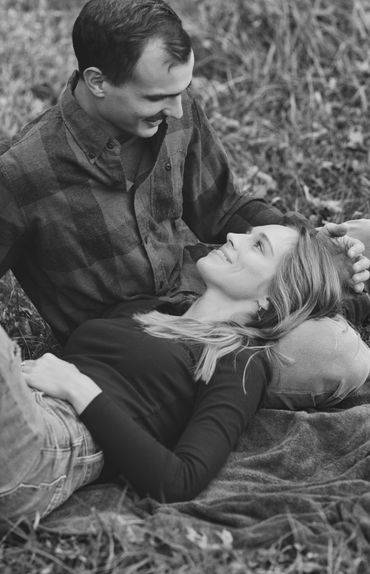 Intimate Black & white photo of newly engaged couple in Maryville, TN