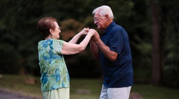 Elderly couple dancing, lifestyle photograph in Cosby, TN.