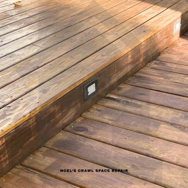 Wooden stairs for a deck.
