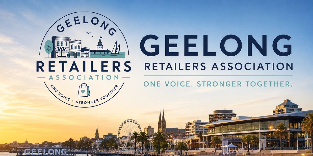 Logo and slogan of Geelong Retailers Association.