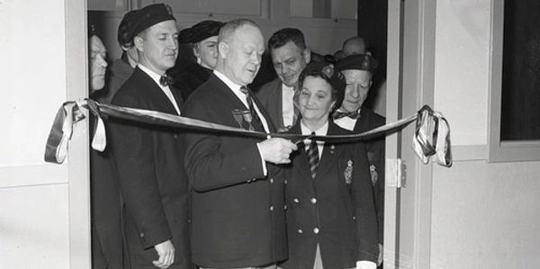 Ribbon cutting at opening of Whalley Legion building in 1960