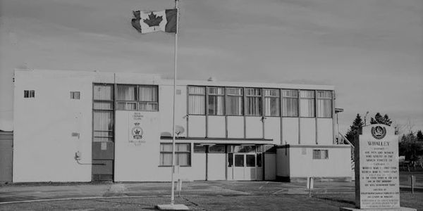 Black and white photo of the Whalley Legion as it appeared in 2018, 