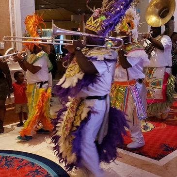Junkanoo performers parade through the Lobby at the Baha-Mar Resort Nassau, Bahamas