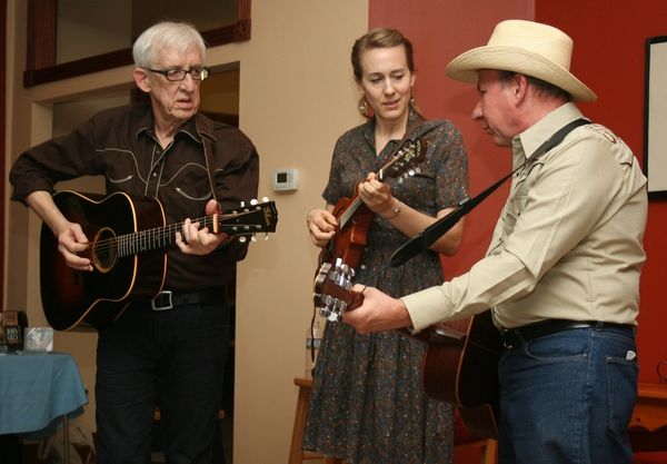 John Lilly and Brennen Leigh with Bill Kirchen perform at Arhaven House Concerts near Austin, TX
