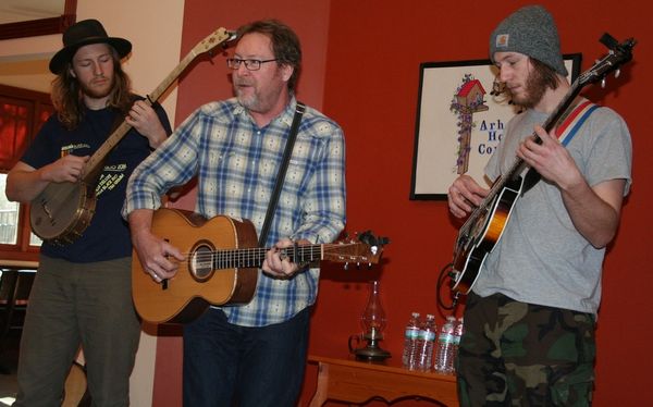Tim Grimm with his sons, Conner and Jackson perform at Arhaven House Concerts near Austin, TX