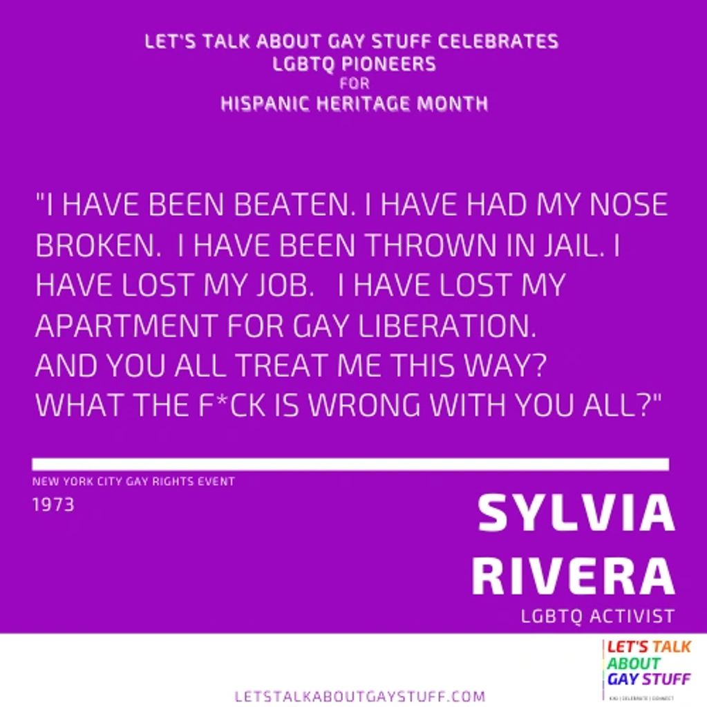 Sylvia Rivera
Hispanic Heritage Month
Latinx History
LGBTQ Latinx Pioneer
Stonewall Inn Riots