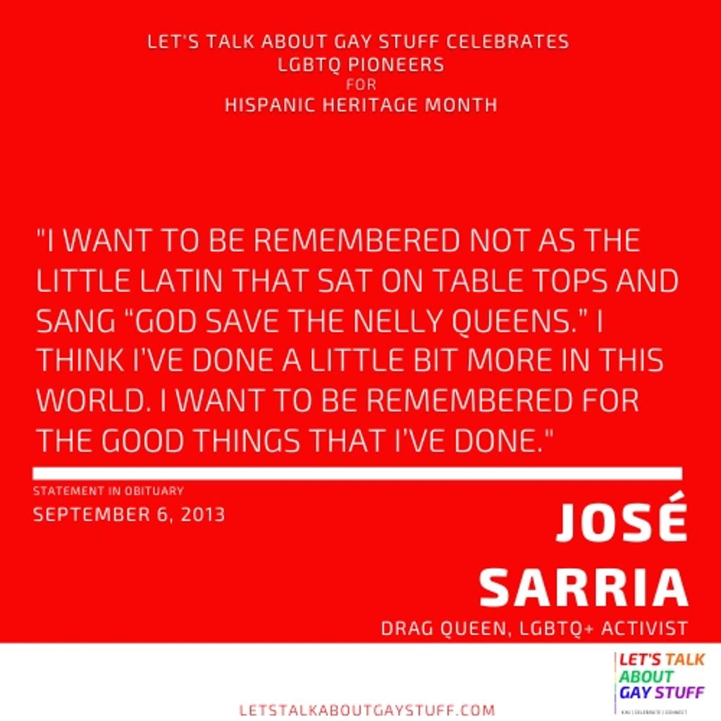 Jose Julio Sarria
Hispanic Heritage Month
Latinx History
politician, drag, Jose The Widow Norton