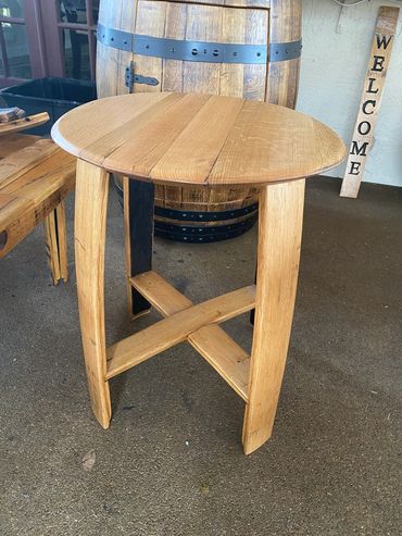 Day #3 - Barrel Stave Side Table with Barrel Head Top. This one is for my sister and will deliver to