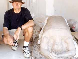 Brian R. Pellar. Sculptor. Form No. 2 in its clay form, partly finished.