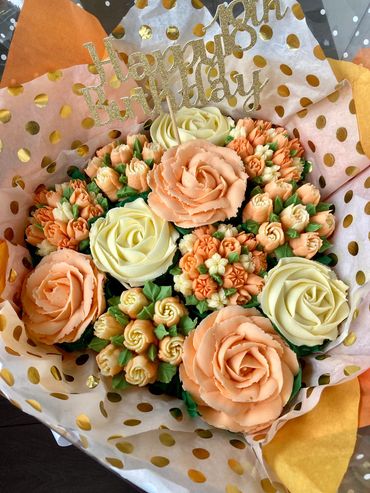 Peach Cupcake bouquet birthday wedding celebration