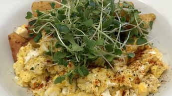 Microgreens served for breakfast from Desert Micro in Las Cruces, New Mexico.
