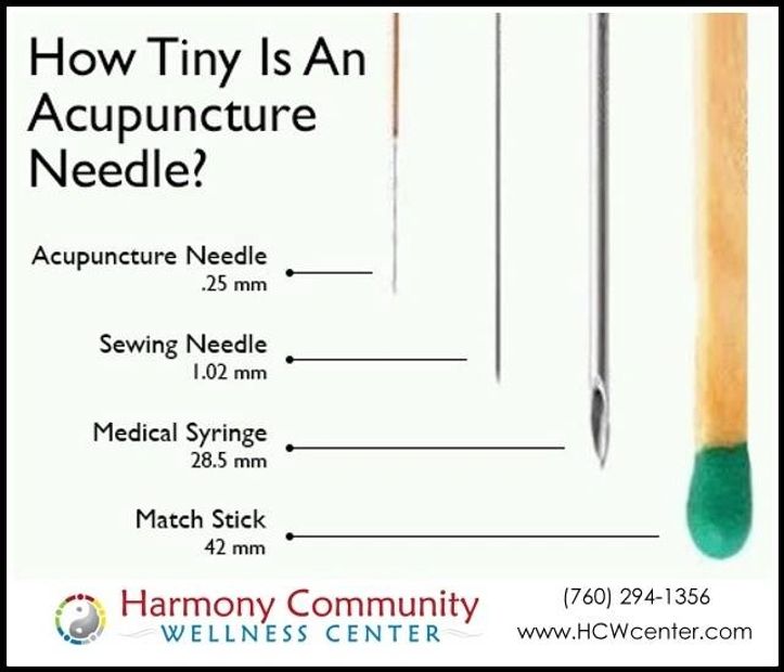 Size of an acupuncture needle