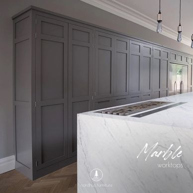 Marble island, kitchen island, grey kitchen, Tunbridge wells kitchen, Sevenoaks kitchen, Tonbridge