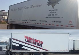 Rebranded trailer - first we remove old graphics and the and then we install new branding.