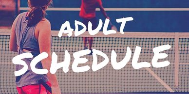 Adult program schedule at the Marcus Lewis Tennis Center