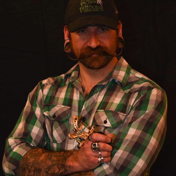 Sean's epic mustache in Sanat Rosa at a Tattoos and Blues Convention back in the day.