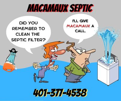 Septic tank filter cleaning cartoon.