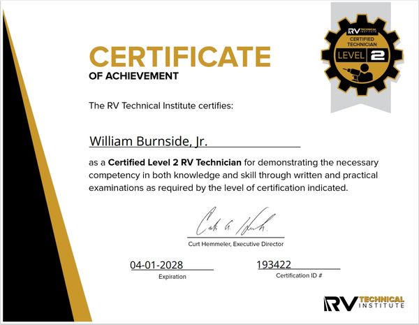 RV Technical Institute Certification