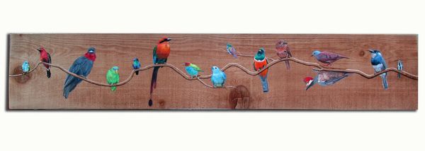 Panamanian birds on wood