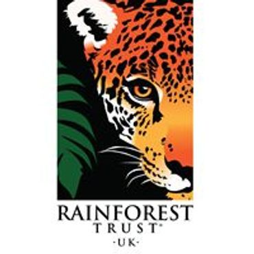 Logo of Rainforest Trust UK with a jaguar illustration.