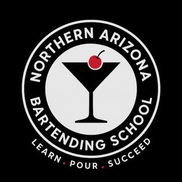 Logo of Northern Arizona Bartending School with a martini glass and cherry.