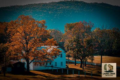 West Virginia autumn landscape photography print with farmhouse and trees
