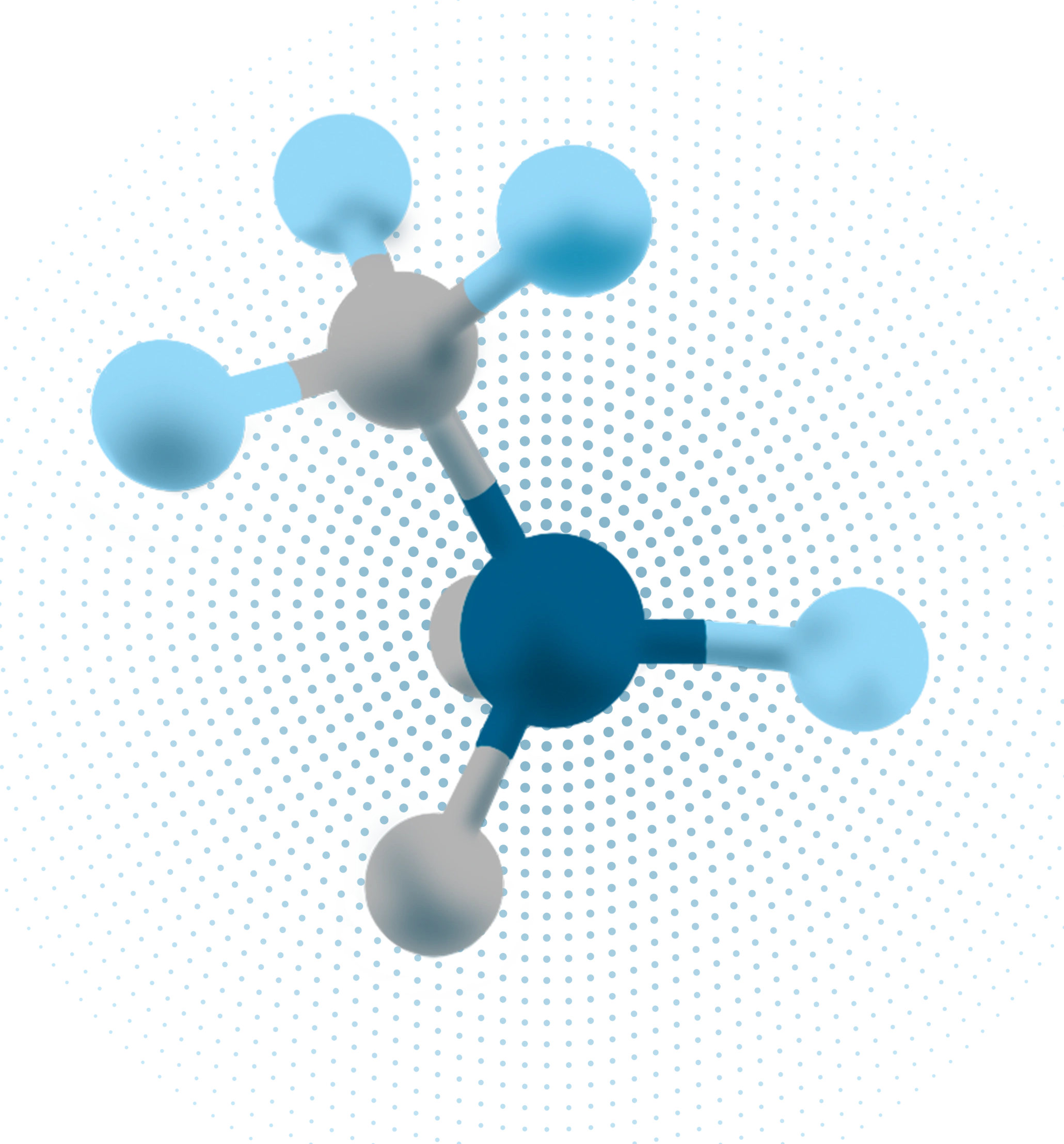 Closeup of charged molecule segment