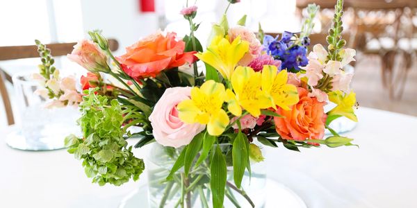 Beautiful floral arrangement prepared by local florist for this wedding event