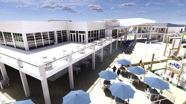 Use the umbrellas for shade during the summer at this restaurant and event venue.