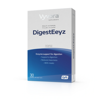 DigestEeyz enzyme supplement supports digestion and reduces heaviness with meals.