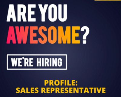 Hiring sales representatives, asking if you're awesome.