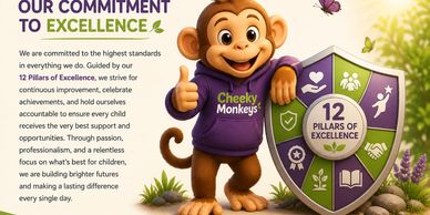 Cheeky monkey mascot promotes 12 pillars of excellence.