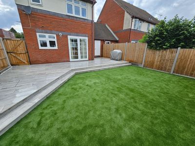 Porcelain patio and artificial grass in Buckhurst hill. 