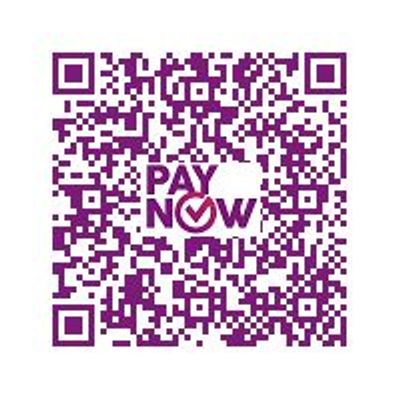 Purple QR code with 'PAY NOW' text in the center.